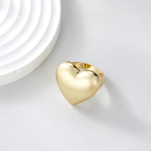 Dnswez Chunky Gold Rings For Women, 14K Gold Plated Statement Band Rings Heart Round Teardrop Crossover Ring Stackable Thick Ring Cocktail Costume Jewelry Gifts thumb #3