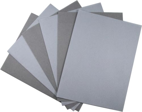 Image of KCS 4 /6 pc of 12 inch x 18 inch(30cmx45cm) 18 Count Cotton Aida Cloth Cross Stitch Fabric (6 pc,Light Grey+Medium Grey)