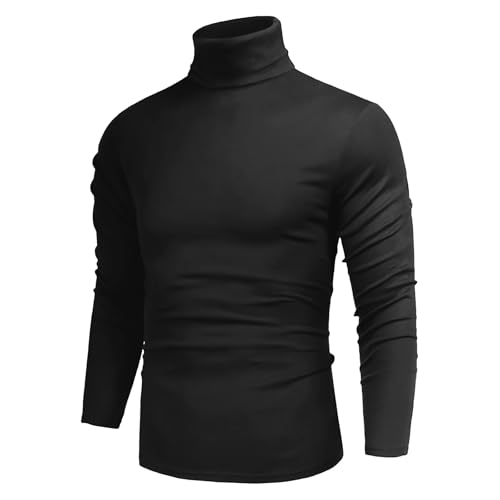Men Casual Turtleneck Slim Fit Basic Tops Lightweight Thin Pullover Sweater Long Sleeve Underwear Male Blouse T-Shirt - Main Image