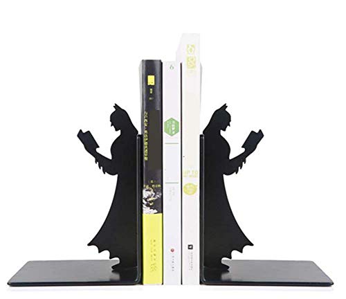 SY-Home Batman Reader Bookend Bookshelf, Creative Metal Heavy Desktop Office Bookend Bookend Decoration Decoration 121213.5CM,Black