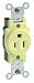 Leviton 5088-A 15 Amp, 125 Volt, Narrow Body Single Receptacle, Straight Blade, Commercial Grade, Grounding, Almond