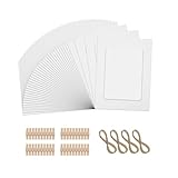 40 Stück Fotogirlande, Fotoleine mit Klammern, Papier Bilderrahmen 10 X 15 cm Weiß mit 40 Stücke Clips und 4 Stücke Hanf Seile Fotos Aufhängen für DIY Dekoration bei Geburtstag Hochzeit Party
