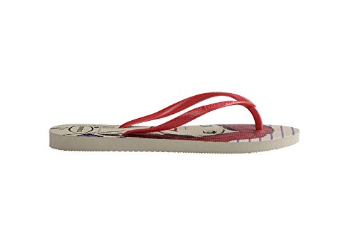 Chinelo Slim Princesas, Havaianas, Feminino, Bege Palha/Vermelho Rubi, 37/38