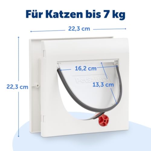 PetSafe Katzenklappe mit 4 Verriegelungsmöglichkeiten, Weiß, mit Tunnel