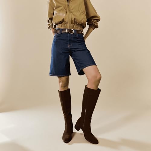 Mattiventon Knee High Boots Women Long Tall Boots Chunky Heel Round Toe Side Zipper Fashion Dress Date Party 20254