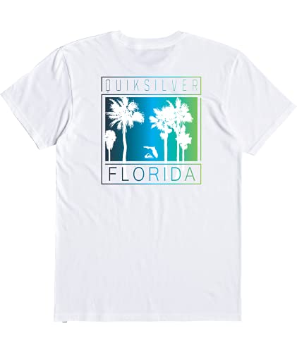 T-shirt Quiksilver blanc à manches courtes pour un look surf