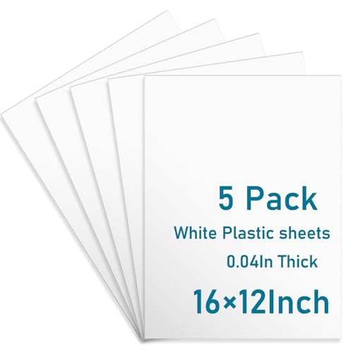 Image of 5 Pack White Plastic Sheets 12x16x0.04 in Flexible High Tensile Plastic Sheets Hard Plastic Panel for DIY Materials Handicrafts Home Decoration