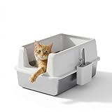 Stainless Steel Cat Litter Box, XL Enclosed Metal...