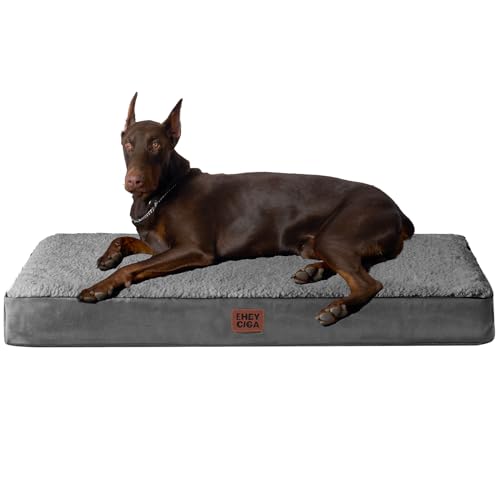 EHEYCIGA Orthopedic Dog Bed Large with Removable Washable Cover, 47IN Grey