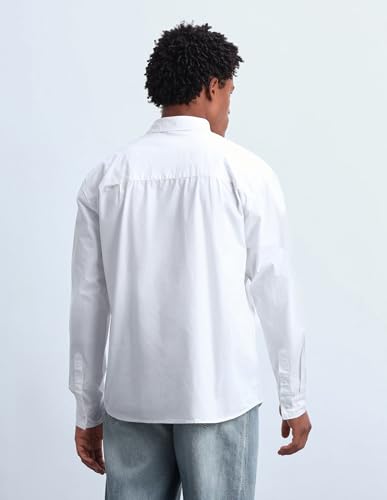 Image of Flying Machine Men's Oversized Fit Shirt | Solid | Long Sleeves | Shirt for Man