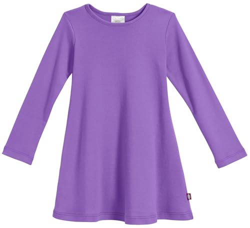 Image of City Threads Girls' 100% Cotton Long Sleeve Dress - Active Kids School, Playing, Parties - Made in USA