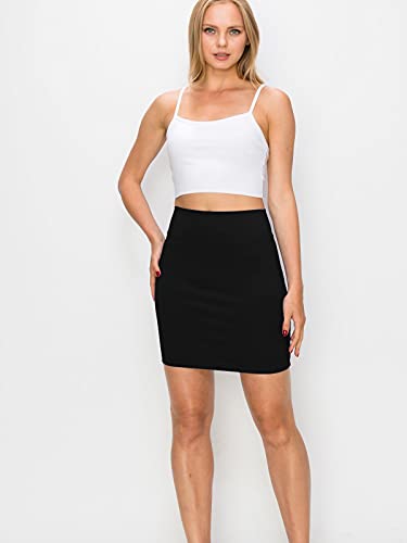 FashionMille Women Basic Bodycon Pencil Comfy Stretchy High Waist Mini Skirt Made in USA2