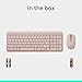 Logitech MK250 Bluetooth Wireless Mouse and Keyboard Combo: Fast & Easy Connectivity, Compact Wireless Keyboard, Ambidextrous Mouse, Durable Build - Windows/MacOS - Rose