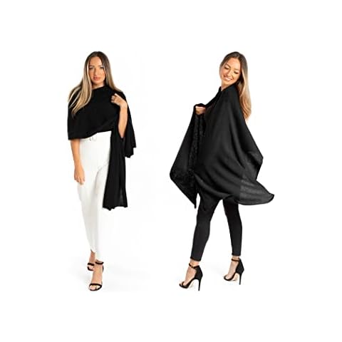 House of Conti Firenze Cashmere blend Stole & Travel Wrap Black, Large - Made in Italy Cover