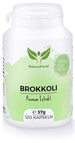 Extracto de brócoli NaturaForte 120 Cápsulas - Extracto de brotes de brócoli de alta dosis, 73mg de sulforafano bioactivo por dosis diária. Cápsulas veganas, preparadas em Alemania