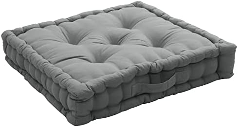 Floor Cushion with Handle 50 x 50 x 10 cm Cotton, natural