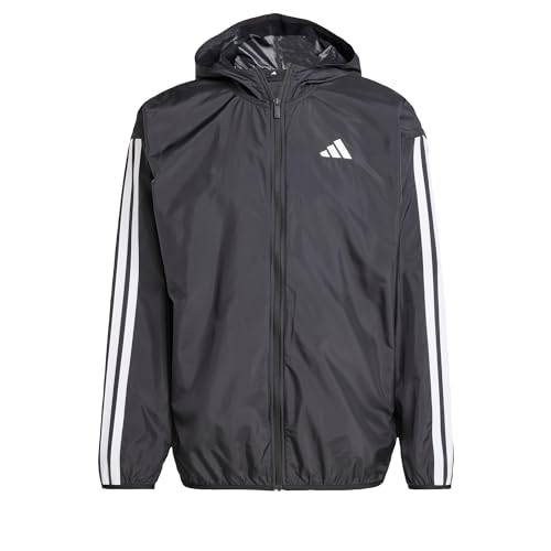 adidas Men's ESSENTIAL THREE STRIPES WINDBREAKER, Black/White, L