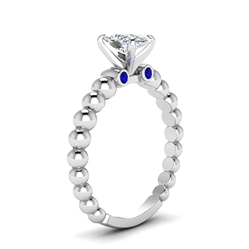 Image of 55Carat Choose Your Gemstone Bead Diamond CZ Engagement Ring sterling silver Emerald Shape Side Stone Engagement Rings Everyday Jewelry Wedding Jewelry Handmade Gifts for Wife US Size 4 to 12