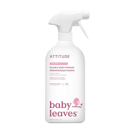 Image of ATTITUDE Baby Laundry Stain Remover, Plant and Mineral-Based Ingredients, Vegan and Cruelty-free Household Products, Unscented, 27.1 Fl Oz