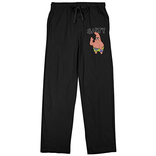 Spongebob Squarepants Salty Patrick The Starfish Men's Black Sleep Pajama Pants