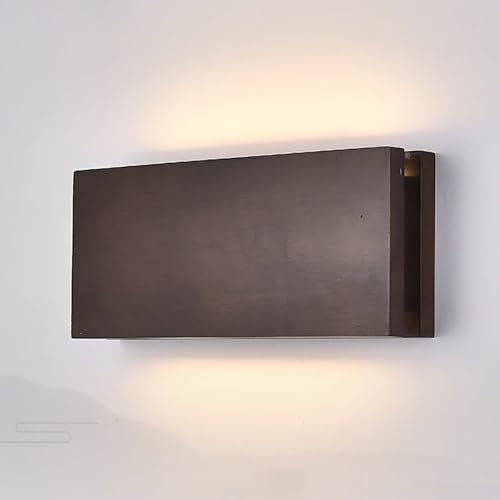 Aplique de Pared Rectangular de Madera LED, Lámpara Mural Moderna con Luz de Borde Luz de Pared Minimalista Larga Regulable para Dormitorio Pasillo Sala(Walnut,3 modes)