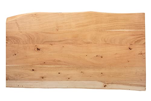 SAM Tischplatte 100x60 cm Emilia, Holzplatte Akazienholz massiv + naturfarben + lackiert, Baumkanten-Platte für Heimwerker, Arbeitsplatten, Tische & Fensterbretter