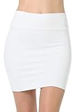 Trendy Street Basic Double-Layer Cotton Simple Stretchy Tube Pencil Mini Skirt (X-Large, Ivory)
