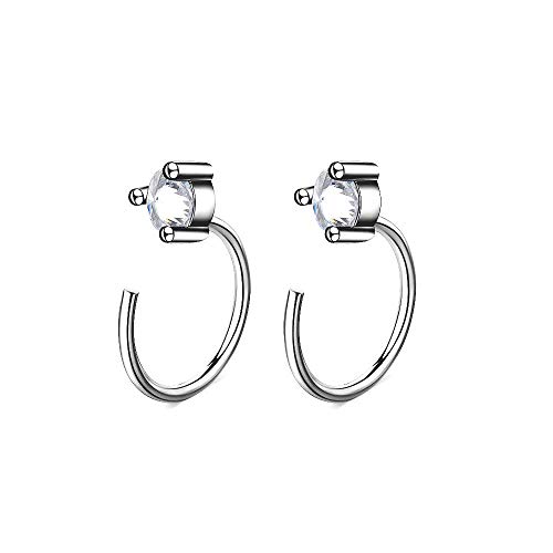 GOLD XIONG PADISHAN Dainty Huggies Hoop Earrings Open Hugging Hoops Earrings Ear Jacket 925 Sterling Silver