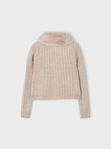 Mayoral Faux Fur Collar Cardigan for Girls H. Bark2