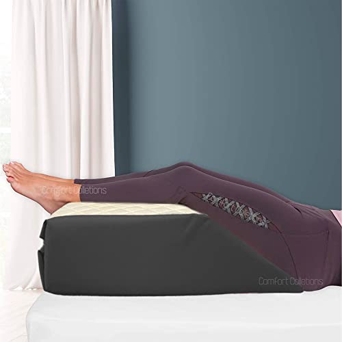 Leg Rest Wedge Pillow - Memory Foam Clinical Therapeutic Grade Post Surgery Bed Rest Recovery Leg Back Hip Pain Circulation Elevating Leg Pillow COLOUR: Grey