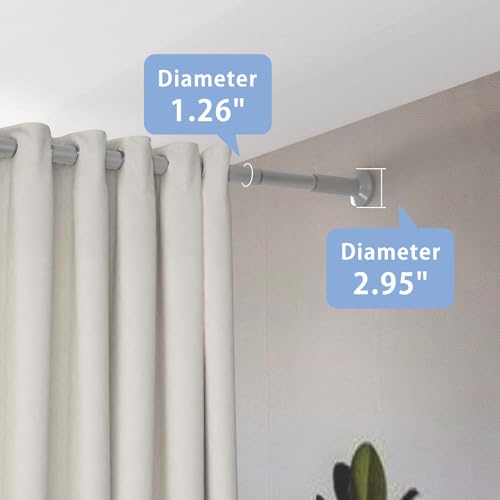 Image of Umimile Tension Curtain Rod, 51-126 Inch Spring Shower Tension Curtain Rod | Closet Rod, for Windows or Shower, Easy to Install, No Drilling, No Rust, for Bathroom, Rod Diameter 1.26 Inches, Grey