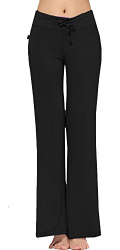 TownCat Women's Modal Pants Comfy Straight Sleek-fit Slacks Soft Yoga Pants (Black, XL)