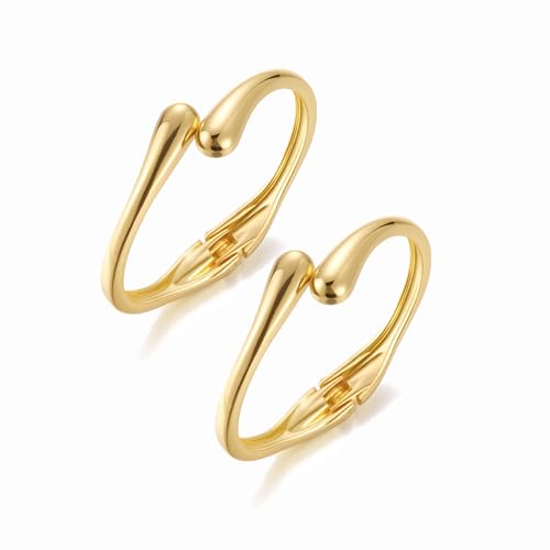 Lyithary 2PCS Chunky Gold Bracelets for Women Trendy Wide Wrist Cuff Bracelets Stack Waterdrop Bangle Fashion Jewelry Gift