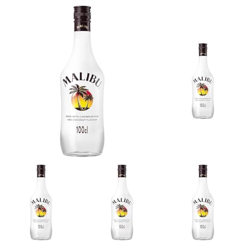 MALIBU Coco Liqueur Rhum blanc - 18%, 1L (Lot de 5)