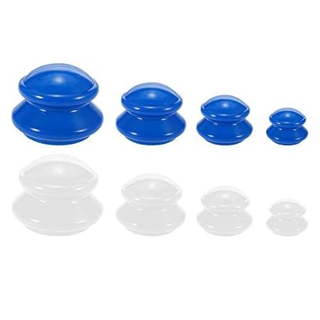 Lipsa Moisture Absorber Anti Cellulite Vacuum Cupping Cup Massager, Silicone Vacuum Cups, Vacuum Facial Body Cupping Set Massage Therapy Acupressure for Muscle Relaxation, Pain Relief (Blue) 4Pcs