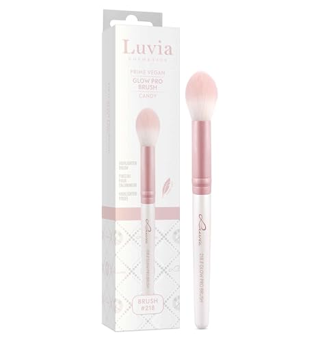 Luvia Professional Makeup Brush, Highlighter, Round Brush, Vegan Cosmetic Brush, 218 // Glow Pro - Candy, Pearl / Candy