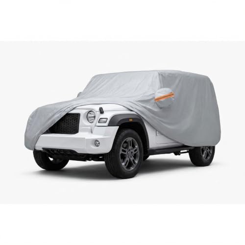 Image of myTVS 100% Waterproof Car Body Cover for Mahindra Thar Roxx - Custom-Fit, Double-Layer, UV & Dust Proof, Mirror Pockets & Elastic Clip Lock (CSK 10A)