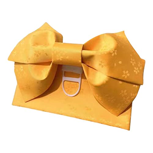 Traditional Kimono OBI Belt Pre-Tied Floral Pattern Japanese DIY Belt Sash Tsukuri OBI Cosplay, Yellow