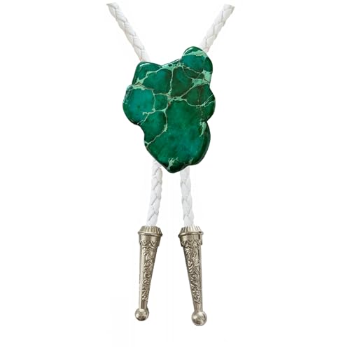 Image of Daisy Del Sol Bolo Tie Turquoise Stone Braided Vegan Faux Leather Silver Tips Handmade Necklace Adjustable Boho Western Jewelry