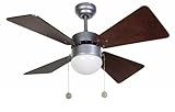LUCCI AIR Deckenventilator Breezer, Bedienung mit Zugschalter und Licht, 81 cm Durchmesser, silbergrau, 512113