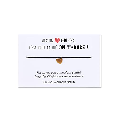 UVACN Carte de voeux on T'ADORE + Bracelet Porte-Bonheur Fabriqué Cover