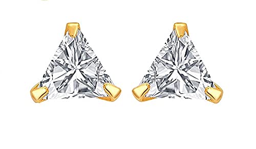 Hope Gems & Jewels 9k (375) Yellow Gold and Cubic Zirconia Earrings for Women & Girls, White (Triangle) (B07Q6X8B2H) Amazon Price History, Amazon Price Tracker