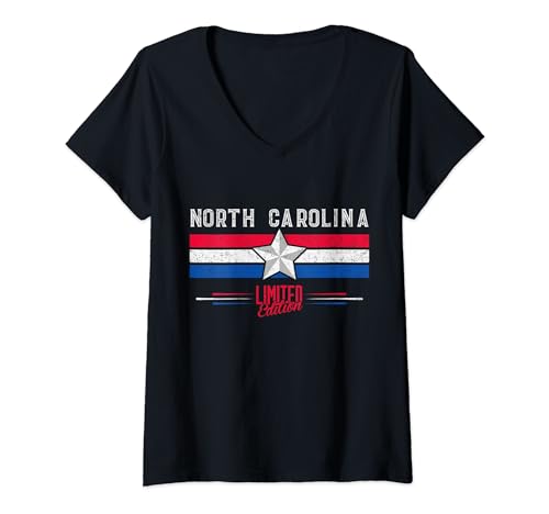 Womens North Carolina T-Shirt Retro Vintage Shirt Gift Women Men V-Neck T-Shirt