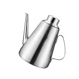 NEIQIUWING für premium Ölkanne aus 304, Auslaufsicherer Dosierer mit Ergonomischem Griff, Große Öffnung Ölbehälter für Speiseöl Essig Sojasauce Silber(32oz)