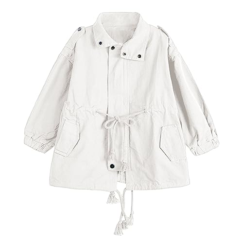Toddler Kids Girls Boys Drawstring Windbreaker Long Sleeve Solid Jacket Zipper Windproof Long Sleeve Coats for 3~8T