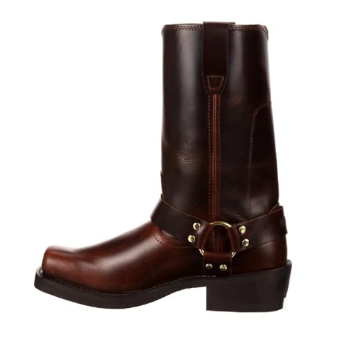 Cowboy Boots for Men Women Round Toe Comfortable Mid-Calf Knight Boots Leather Wear-Resistant Slip Resistant Traditional Country Boot Work Boots (Color : Dark Brown, Size : 9.5 Women/8 Men)