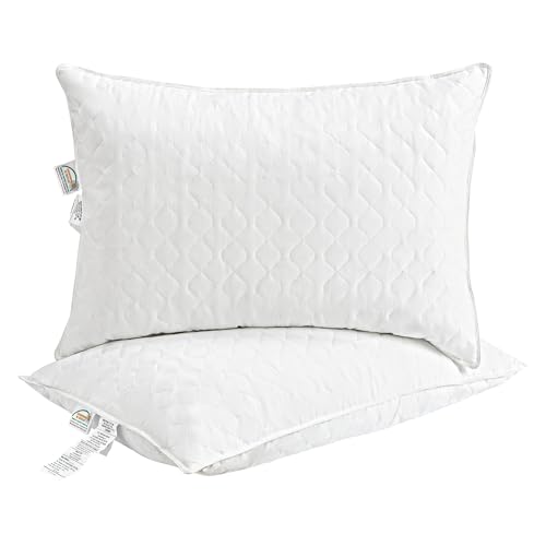 puredown Pack de 2 Almohada de Plumas de Ganso Suave Almohadas Bordadas Lavables a Máquina, 50x70cm