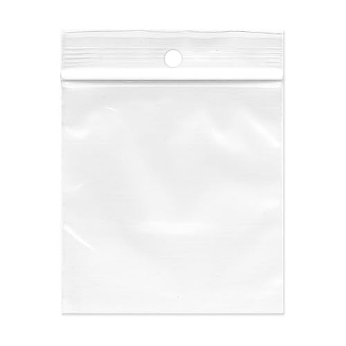 Clear Hang Hole Poly Bag, Reclosable Plastic Bags, 5 x 8 Inch, 2 Mil, 1000 Pack