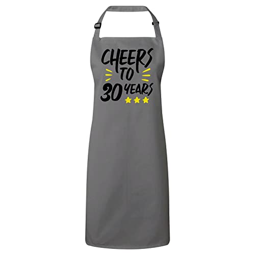Tablier cuisine 30 ans gris avec étoiles pour anniversaire et fête