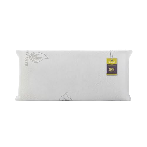 Remedi Almohada Viscoelástica 90x40cm, Núcleo Compacto, Almohada Aloe Vera, Firmeza Media, Antiácaros, Ergonómica, Memory Foam, Desenfundable, Funda con Cremallera Lavable a 40 Grados, Almohada Cama